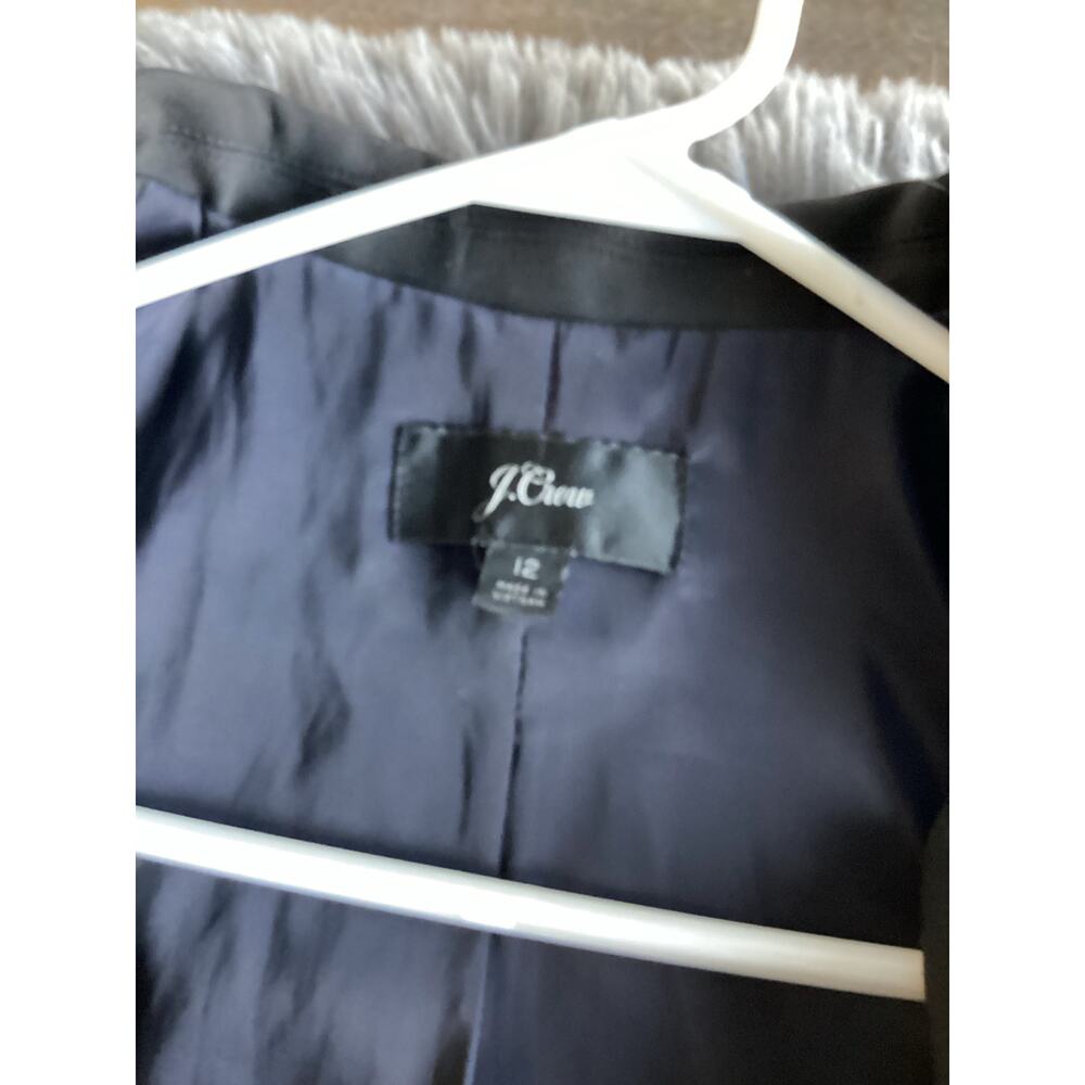 J.CREW Women's Long Sleeve Collarless Double Breasted Blazer Jacket Black 12 - Picture 7 of 11